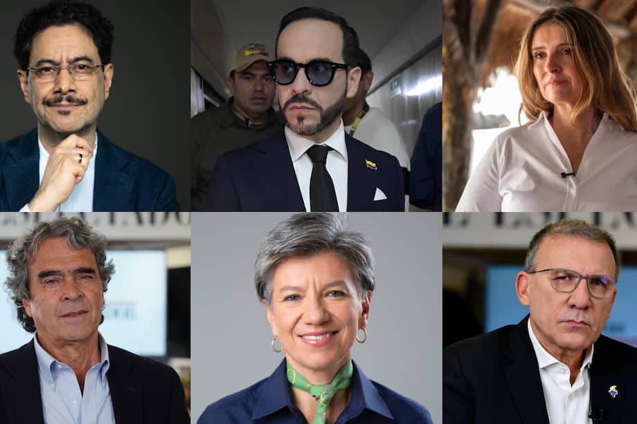 Iván Cepeda; Abelardo de la Espriella; Paloma Valencia; Sergio Fajardo; Claudia López y Roy Barreras.