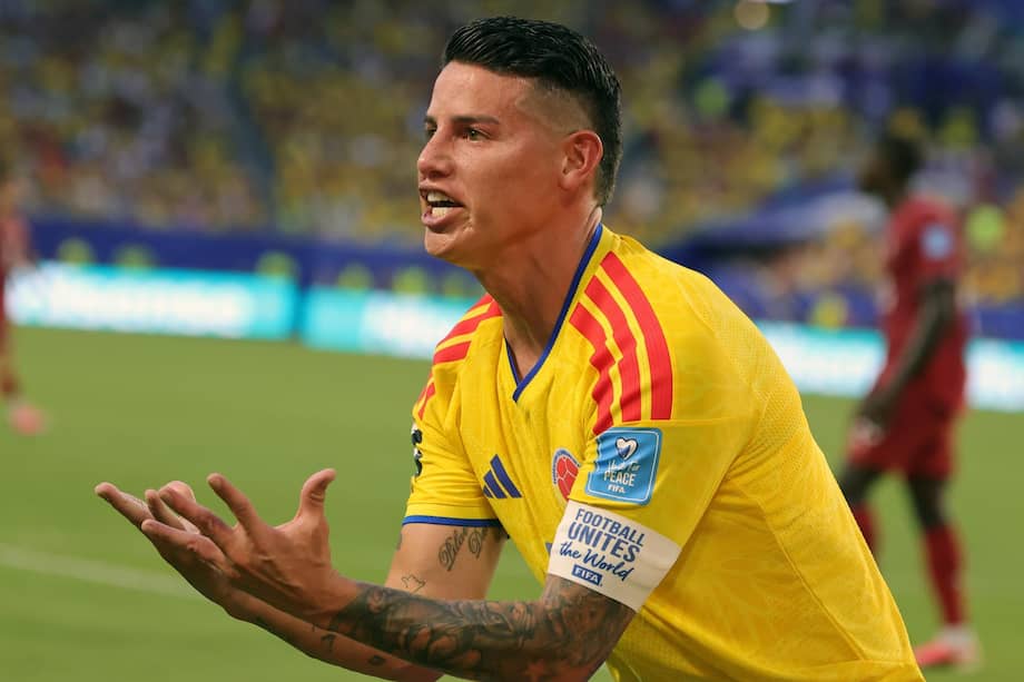 James Rodríguez durante el tercer partido del grupo K de la Copa Mundial de la FIFA Norteamérica 2026 entre Colombia y Portugal, el sábado 27 de junio, en el Hard Rock Stadium de Miami, Florida, en Estados Unidos.