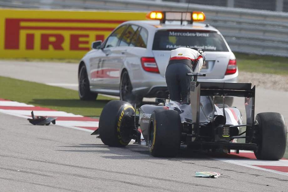 Accidente de Adrian Sutil en el Gran Premio de las Américas. Foto: AFP
