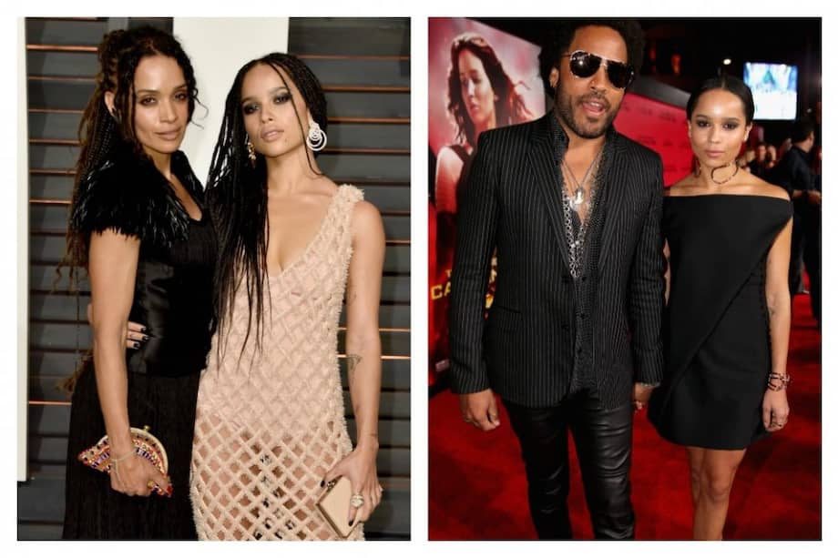 Zoe Kravitz con su madre Lisa Bonet y el padre Lenny Kravitz.