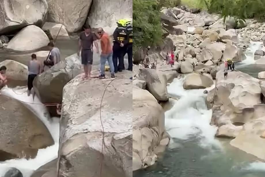 Bomberos de El Carmen de Viboral, Cocorná y la Defensa Civil trabajaron durante más de un día para acceder a la cavidad entre las rocas donde permanecía el cuerpo.
