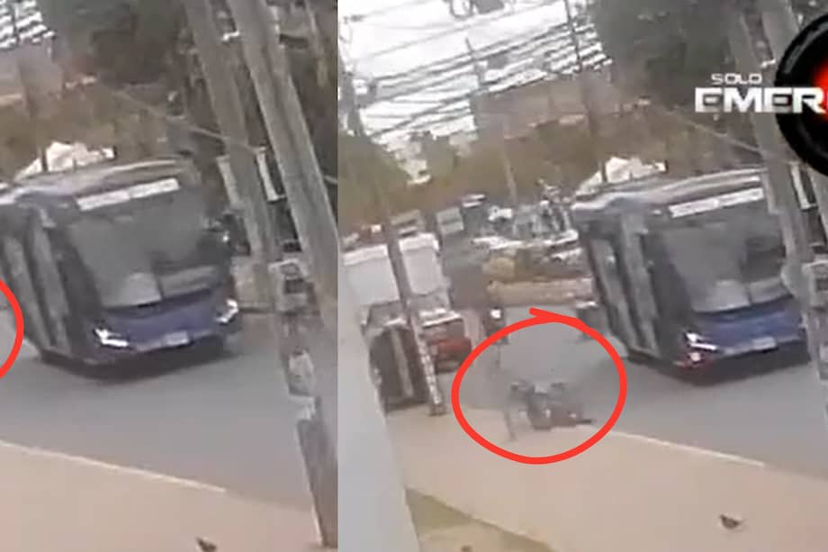 Accidente de motociclista que chocó contra una señalización del SITP en la carrera 110g con calle 72, en Bogotá.