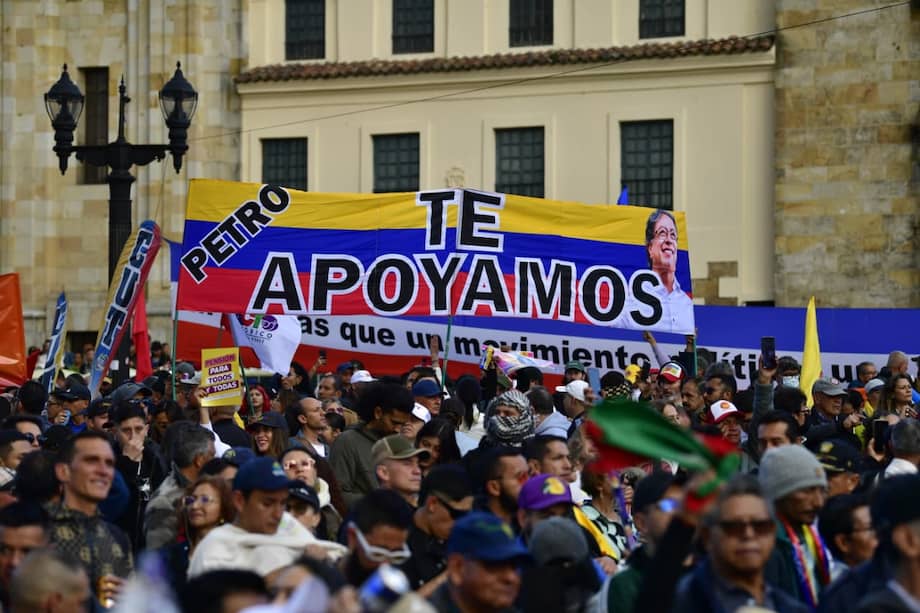 Marcha en apoyo al presidente Gustavo Petro.