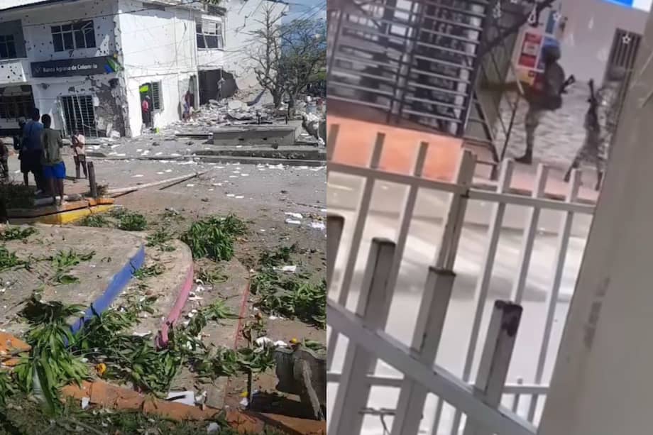 Videos muestran el impacto de los daños a la sede del Banco Agrario del municipio.