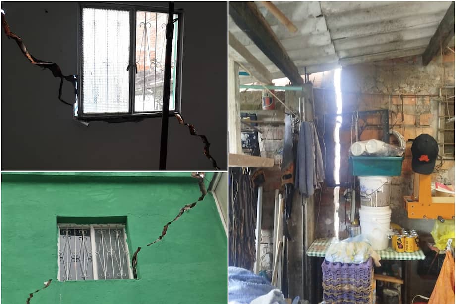 Las paredes y columnas de varias viviendas del barrio Kennedy muestran los efectos del colapso estructural.