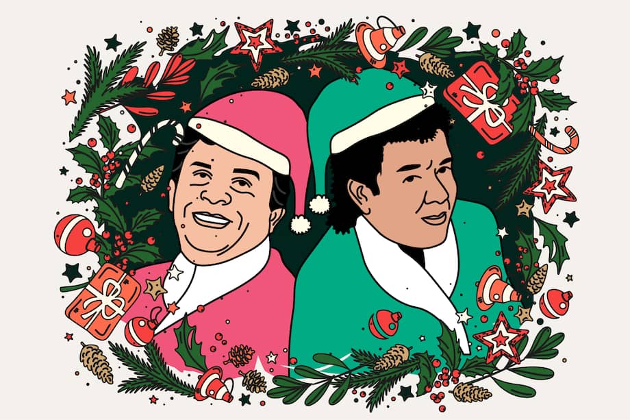 Rodolfo Aicardi (izq.) y Pastor López (der.), las voces de la alegría y la nostalgia de diciembre en Colombia.