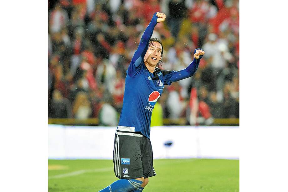 Rafael Robayo celebra el gol que le anotó el domingo a Santa Fe, el que selló el triunfo 3-1. / Gustavo Torrijos