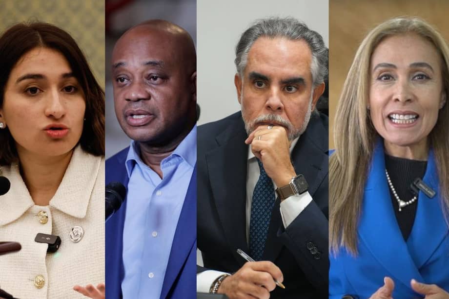 La canciller Laura Sarabia; el excanciller Luis Gilberto Murillo; el ministro del Interior, Armando Benedetti, y la gerente general de la Imprenta Nacional, Viviana León.