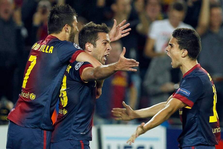 El lateral del FC Barcelona Jordi Alba anotó el gol del triunfo ante el Celtic de Glasgow. Foto: EFE