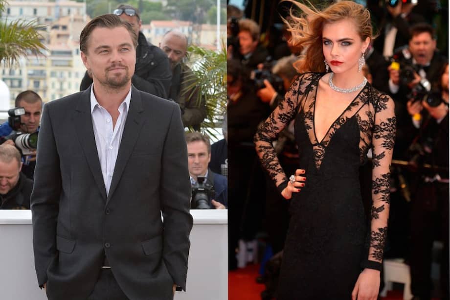El actor Leonardo DiCaprio y la modelo Cara Delevingne en el Festival de Cine de Cannes 2013. / Afp.