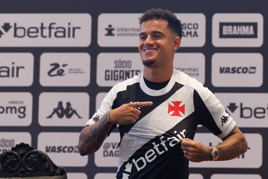 Philippe Coutinho en su presentación con Vasco da Gama.