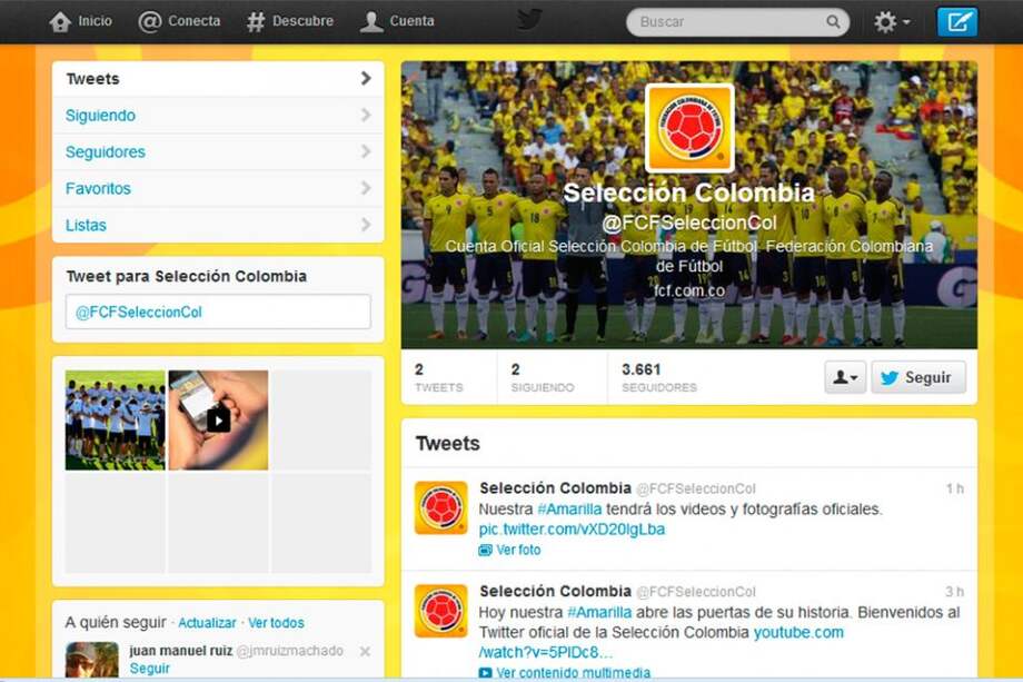 Selección Colombia lanza su cuenta oficial en Twitter