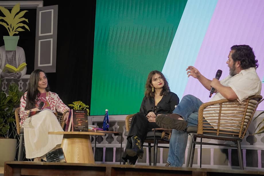 Lu Beccassino (centro) y Pablo Arango fueron los encargados de dar el conversatorio de cierre acera de cómo llevar la filosofía a los problemas del día a día. Condujo la conversación María del Pilar Valencia.