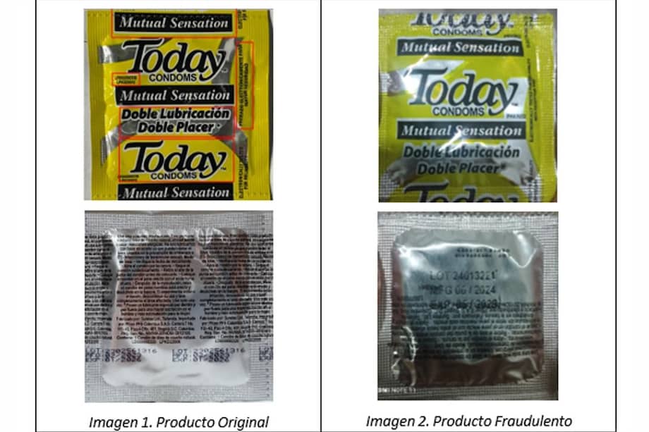 El producto falsificado, dice el Invima, "muestra diferencias evidentes en colores, calidad y legibilidad de impresión, así como textos desalineados o incompletos". Los textos son más pequeños y no incluyen las instrucciones completas. /Invima