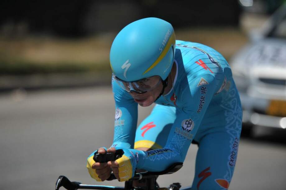 Miguel Ángel López durante la contrarreloj individual que se llevó a cabo de Paipa a Duitama con 35 kilómetros de recorrido. Foto: Andrés Torres