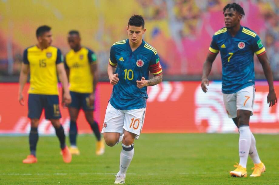 James Rodríguez en el último partido que disputó Colombia por eliminatorias. EFE/Rodrigo Buendia POOL