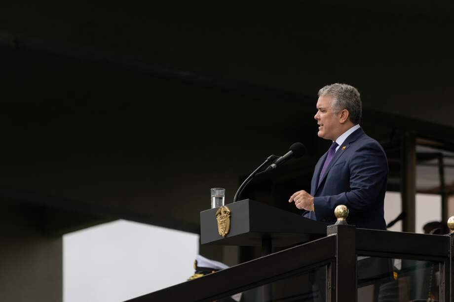 El presidente Iván Duque, hoy en la conmemoración de la Batalla de Boyacá.