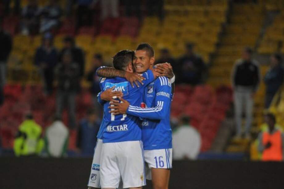Ayron del Valle y el argentino Maximiliano Núñez anotaron los goles que le dieron la victoria a Millonarios. / Andrés Torres