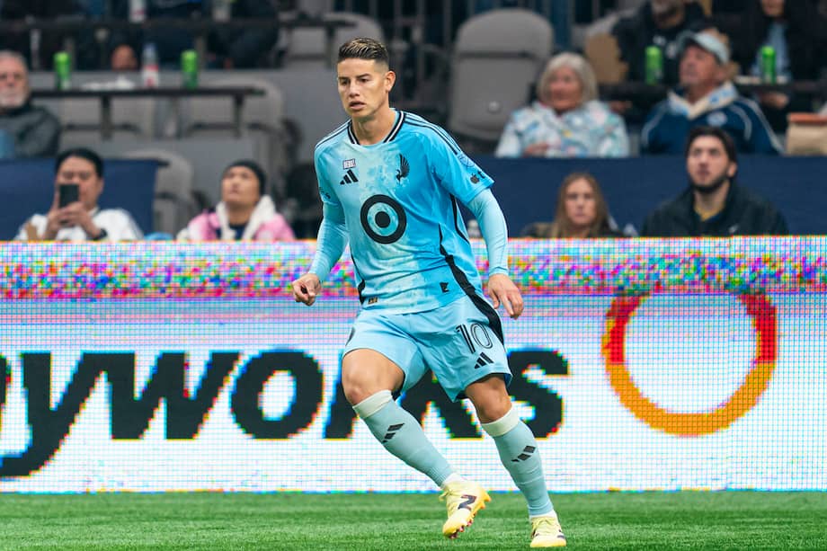 James Rodríguez en el partido entre Minnesota United y Vancouver Whitecaps en el BC Place el 15 de marzo de 2026.