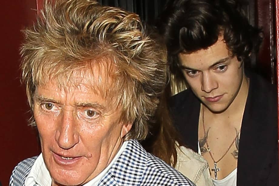 Rod Stewart y Harry Styles durante su cena en Los Ángeles. / Bang Showbiz
