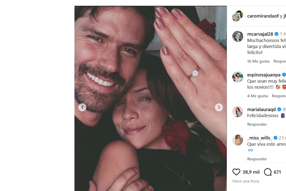 Esta es la publicación que confirmó el compromiso entre Carolina Miranda y Juan Felipe Samper.