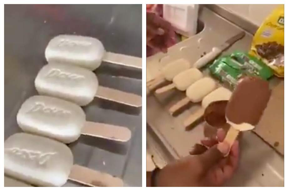 Las paletas de jabón fueron recubiertas con chocolate.