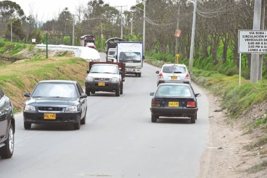 Sobre la vía Suba-Cota se movilizan cerca de 24.800 vehículos los sábados