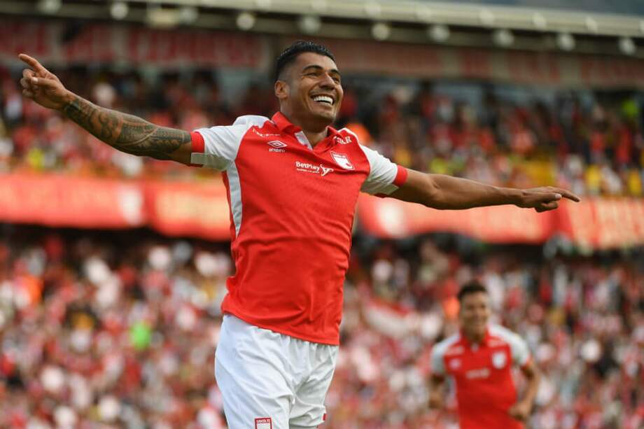 Jéfferson Duque, autor de dos de los tres goles del triunfo de Santa Fe sobre Envigado. / Cristian Garavito - El Espectador