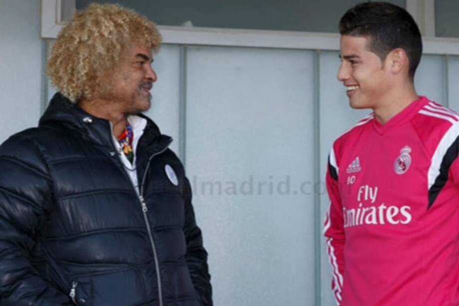 Pibe Valderrama visitó a James Rodríguez en Valdebebas. Foto: Real Madrid