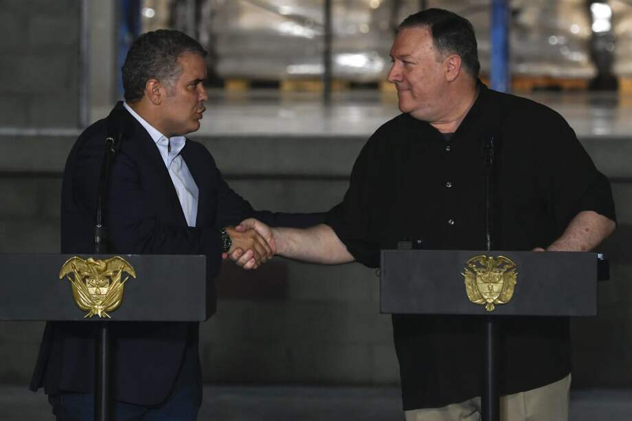 Desde Cúcuta, el secretario de Estado de EE. UU., Mike Pompeo, intentó apaciguar las duras y reiteradas críticas lanzadas por el presidente Donald Trump contra el gobierno de Iván Duque. / AFP
