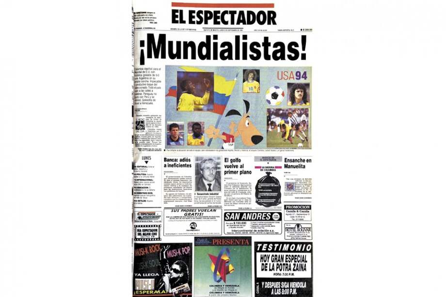 Portada de ‘El Espectador’ del 6 septiembre de 1993.