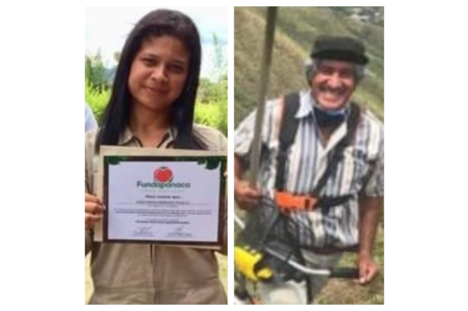 Rosa Amalia Mendoza y Manuel Alonso Villegas, exarc asesinados este domingo, 27 de diciembre en los departamentos de Bolívar y Cauca.