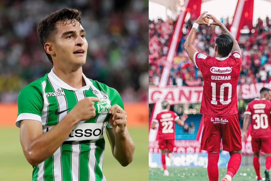 Juan Rengifo de Atlético Nacional y Yeison Guzmán de América de Cali.