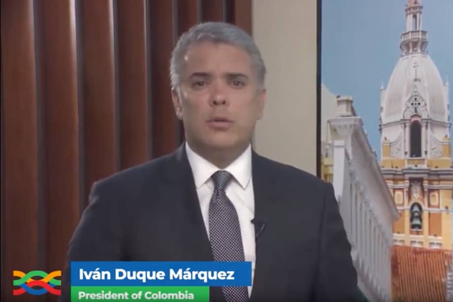 Duque en la declaración virtual que hizo en la cumbre virtual de cambio climático. / Youtube/Climate Vulnerable Forum