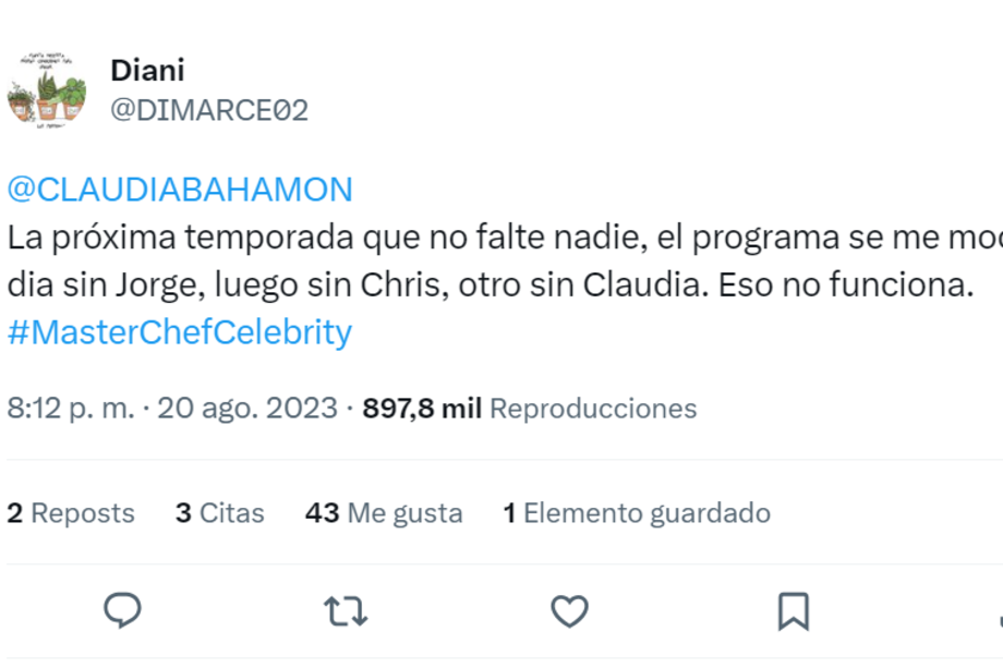 Esta fue la extensa respuesta que Claudia le dio a televidente de 'MasterChef' que cuestionó al programa