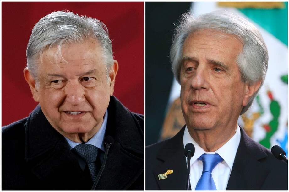 Andrés Manuel López Obrador, presidente de México, y Tavaré Vásquez, mandatario de Uruguay. / EFE / Wikimedia