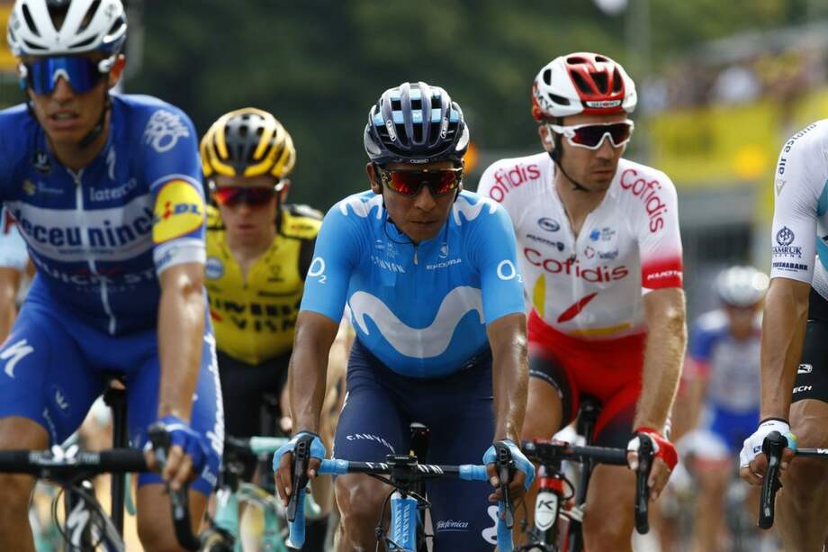 El equipo Movistar, liderado por Nairo Quintana y Mikel Landa, no tuvo el domingo una buena contrarreloj en el Tour de Francia. / AFP
