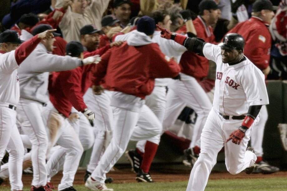 David Ortiz tras ganar una Serie Mundial con los Red Sox.