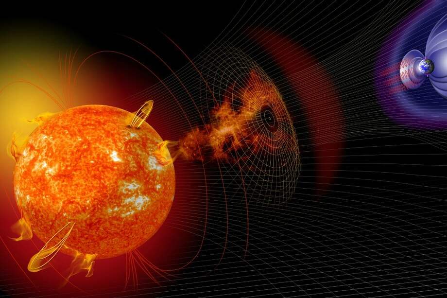Ilustración de la Nasa para representar fenómenos magnéticos asociados al Sol y la Tierra. / Nasa