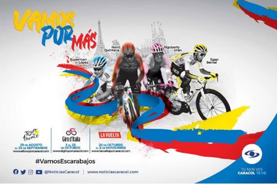 Caracol Televisión lleva a los hogares de los colombianos las carreras de ciclismo.