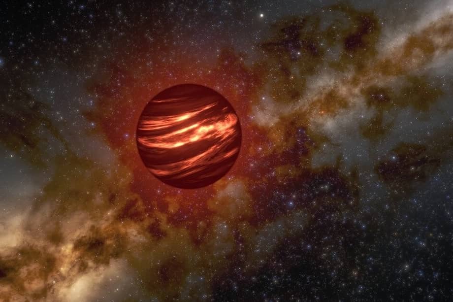 Esta ilustración artística muestra la enana marrón El Accidente que alberga una atmósfera llena de nubes de polvo y gas