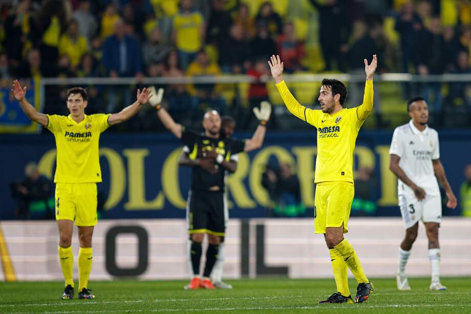 Villarreal celebrando la victoria contra Real Madrid.