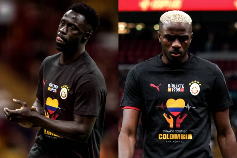 Los jugadores de Galatasaray, entre ellos Dávinson Sánchez y Victor Osimhen, lucieron una camiseta apoyando a Colombia.