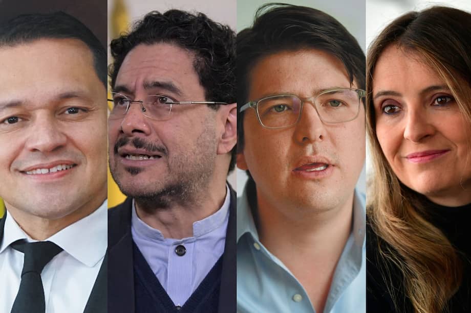 Congresistas Alejandro Ocampo e Iván Cepeda (Pacto Histórico) y Miguel Uribe y Paloma Valencia (Centro Democrático).
