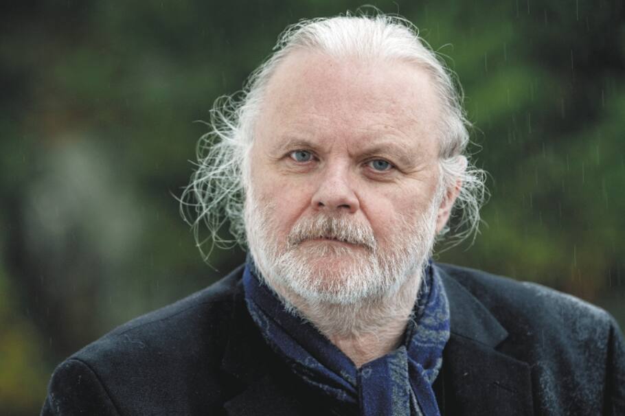 FREKHAUG, NORWAY - OCTOBER 6: Jon Fosse poses in the rain after being awarded the Nobel Literature Prize on October 06, 2023 in Frekhaug, Norway. Jon Fosse, the Norwegian author of novels, short stories and plays was awarded the Nobel Literature Prize 2023. (Photo by Helge Skodvin/Getty Images)