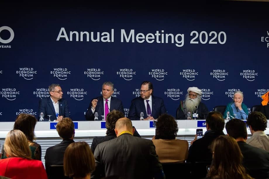El presidente Iván Duque participó en la sesión plenaria del Foro Económico Mundial. / Tomada de Twitter: @Mintransporteco