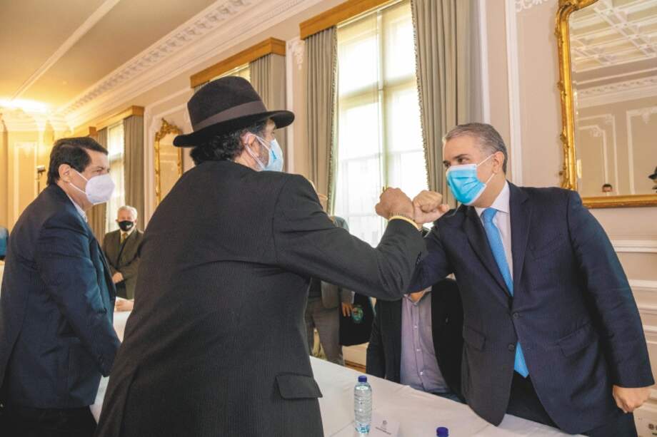 El presidente Duque y los voceros del Comité del Paro estuvieron ayer cara a cara. El Gobierno habla de avances, mientras que su contraparte anunció nuevas movilizaciones este miércoles. / EFE