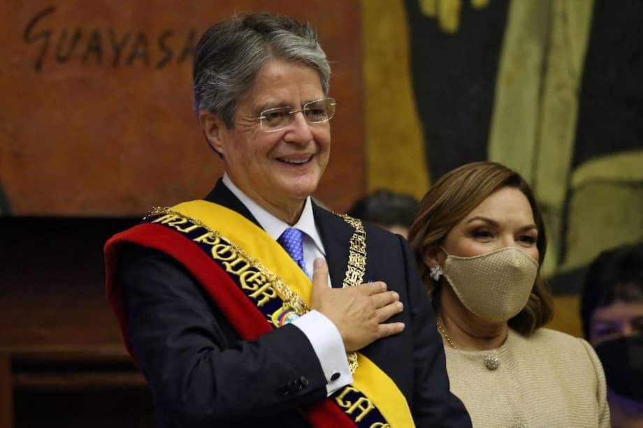 El recién juramentado presidente de Ecuador, Guillermo Lasso, junto a su esposa María de Lourdes Alcivar.