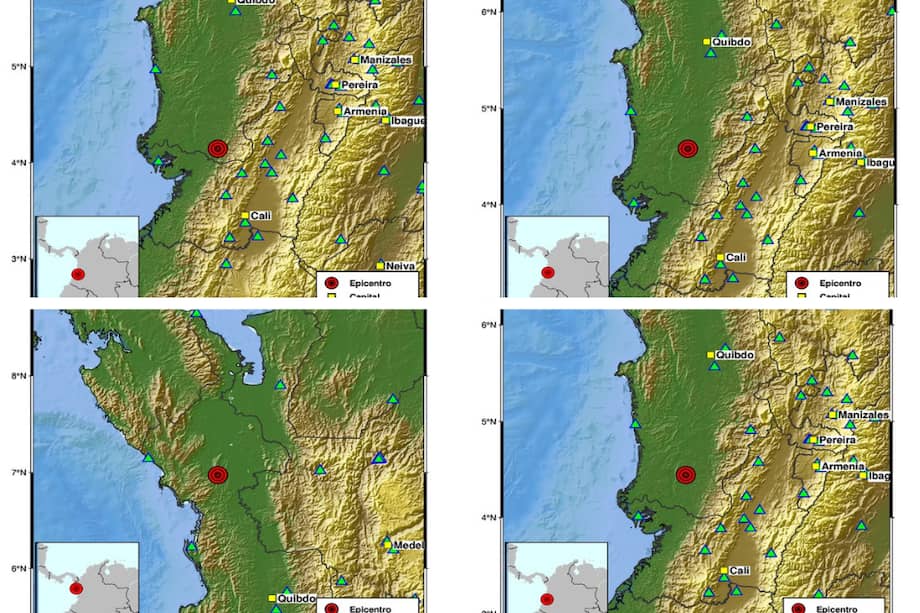 El servicio Geológico Colombiano reportó cuatro sismos superficiales y de baja magnitud.