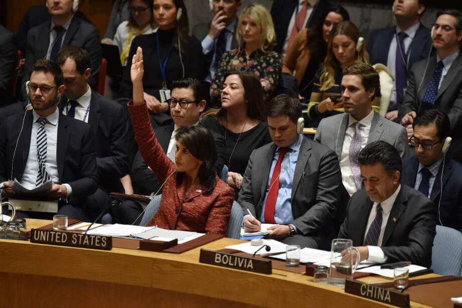 Nikki Haley, de EE.UU., votó en contra de la propuesta rusa en el Consejo de Seguridad. / AFP